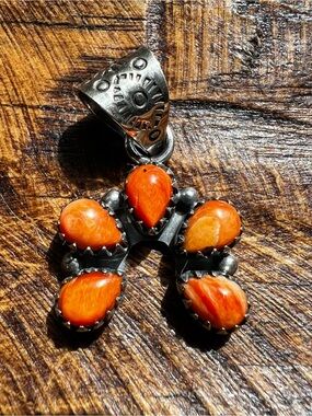 Sterling Silver Spiny Oyster Mini Naja Pendant Stamped Bail Southwestern